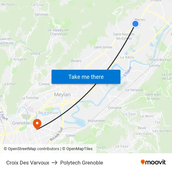 Croix Des Varvoux to Polytech Grenoble map