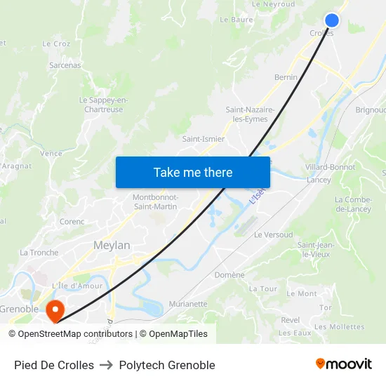 Pied De Crolles to Polytech Grenoble map