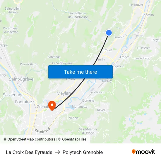 La Croix Des Eyrauds to Polytech Grenoble map