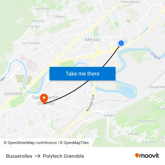 Busserolles to Polytech Grenoble map