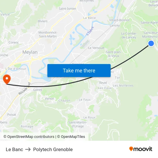 Le Banc to Polytech Grenoble map
