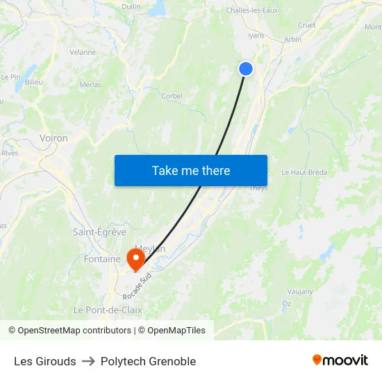Les Girouds to Polytech Grenoble map