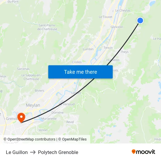 Le Guillon to Polytech Grenoble map