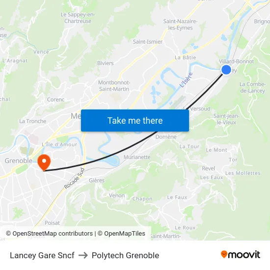 Lancey Gare Sncf to Polytech Grenoble map