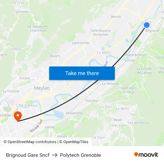 Brignoud Gare Sncf to Polytech Grenoble map