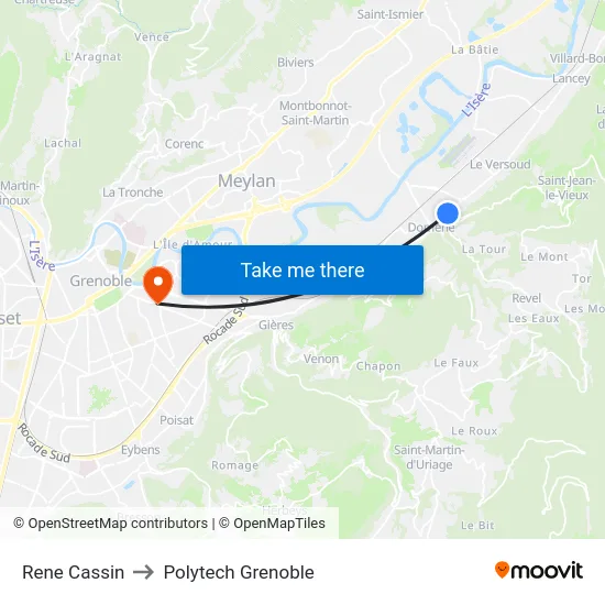 Rene Cassin to Polytech Grenoble map