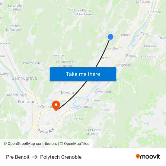 Pre Benoit to Polytech Grenoble map