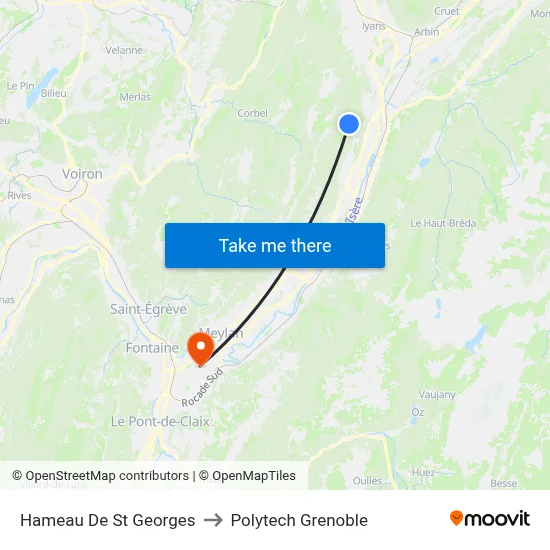 Hameau De St Georges to Polytech Grenoble map
