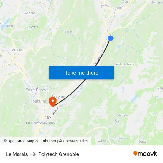 Le Marais to Polytech Grenoble map