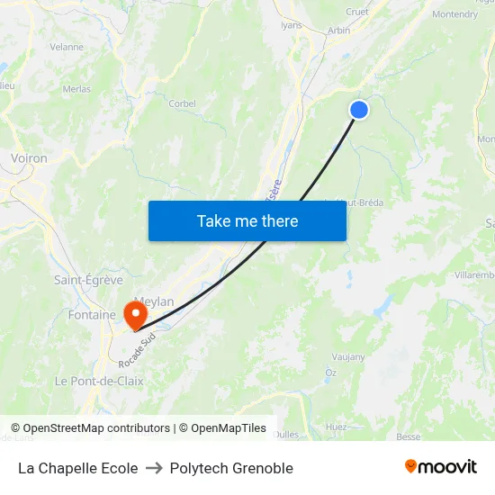 La Chapelle Ecole to Polytech Grenoble map