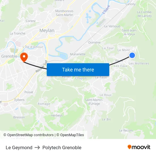 Le Geymond to Polytech Grenoble map