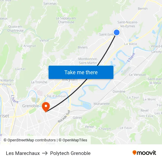Les Marechaux to Polytech Grenoble map