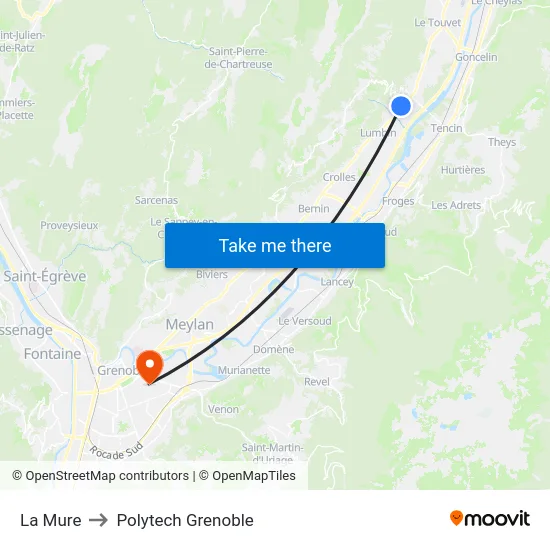 La Mure to Polytech Grenoble map