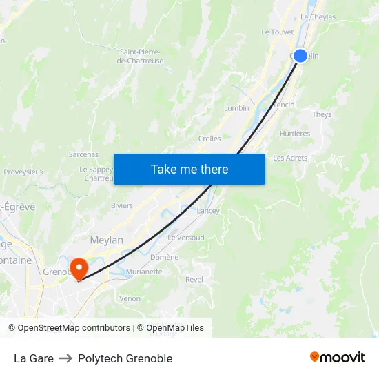 La Gare to Polytech Grenoble map