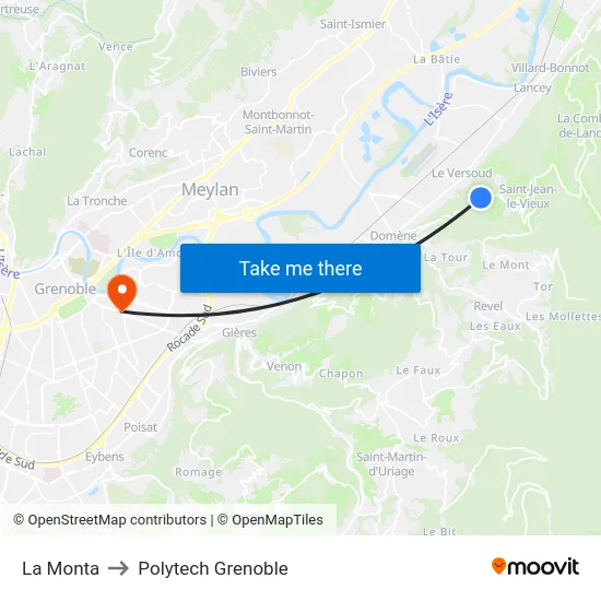 La Monta to Polytech Grenoble map