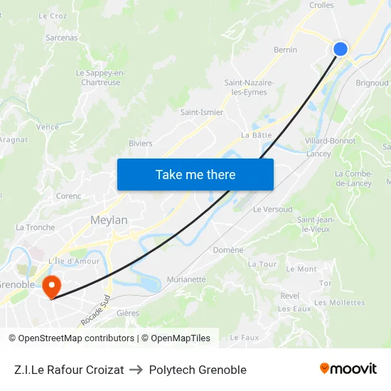 Z.I.Le Rafour Croizat to Polytech Grenoble map