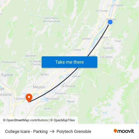 College Icare - Parking to Polytech Grenoble map