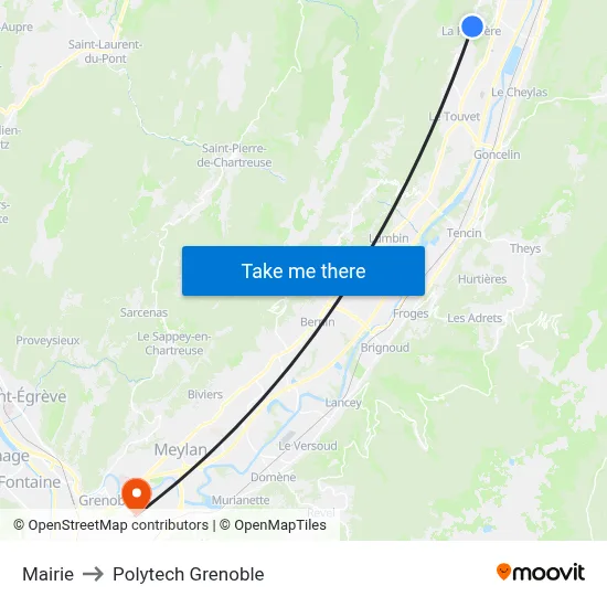 Mairie to Polytech Grenoble map