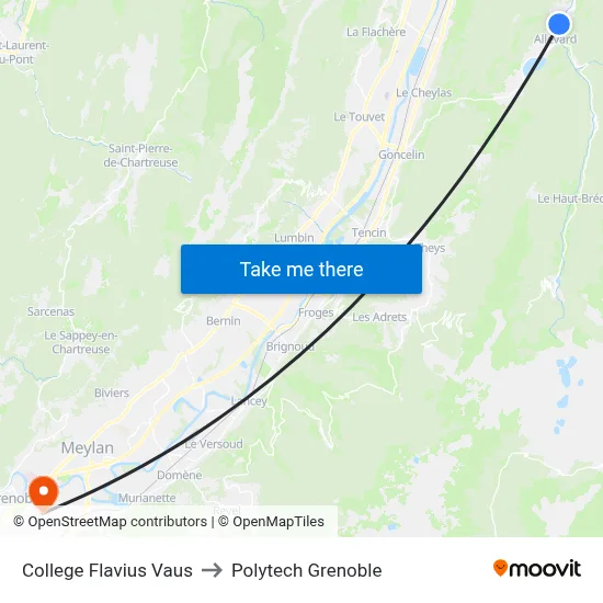 College Flavius Vaus to Polytech Grenoble map