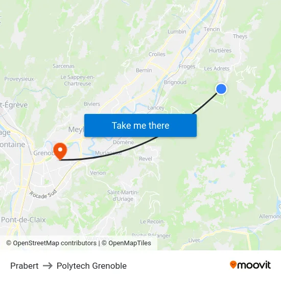 Prabert to Polytech Grenoble map