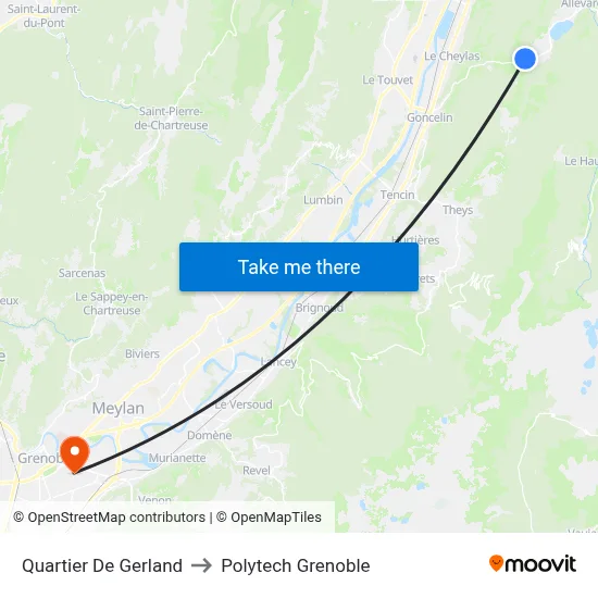 Quartier De Gerland to Polytech Grenoble map