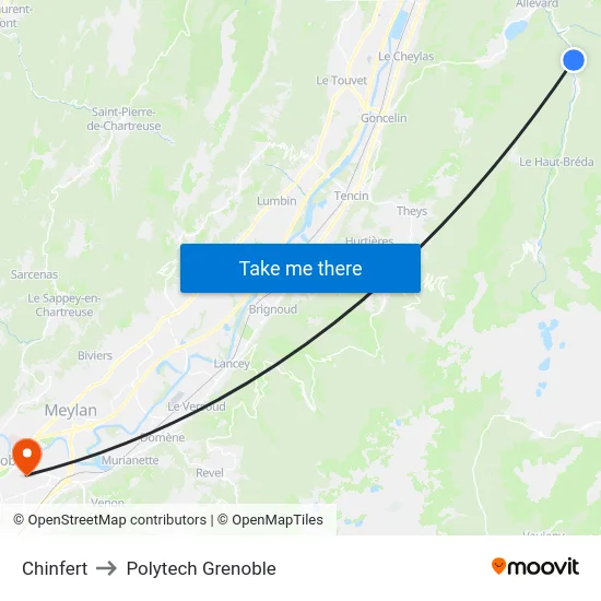 Chinfert to Polytech Grenoble map