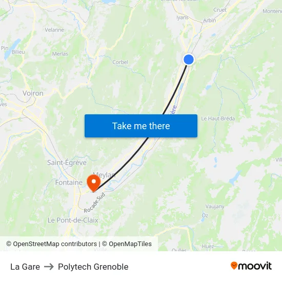 La Gare to Polytech Grenoble map