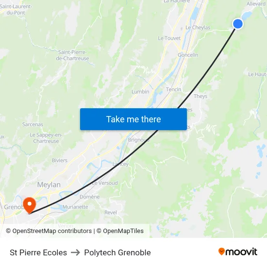 St Pierre Ecoles to Polytech Grenoble map
