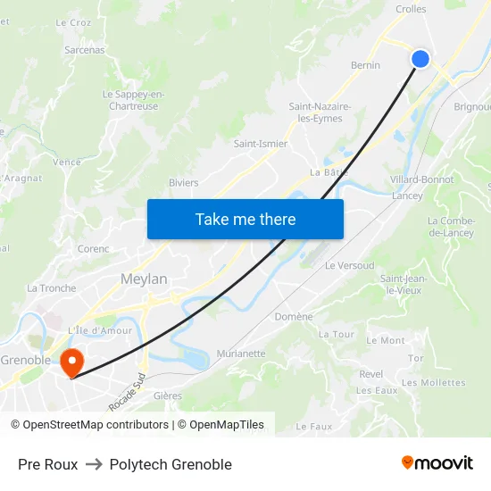 Pre Roux to Polytech Grenoble map