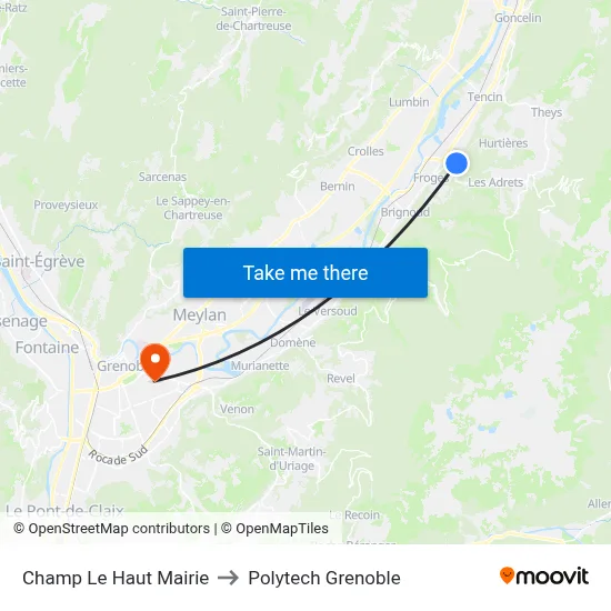 Champ Le Haut Mairie to Polytech Grenoble map
