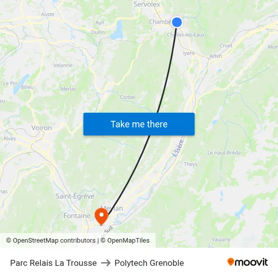 Parc Relais La Trousse to Polytech Grenoble map