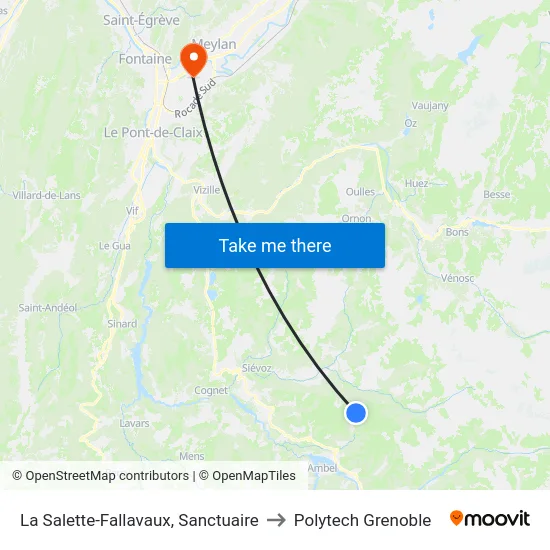 La Salette-Fallavaux, Sanctuaire to Polytech Grenoble map