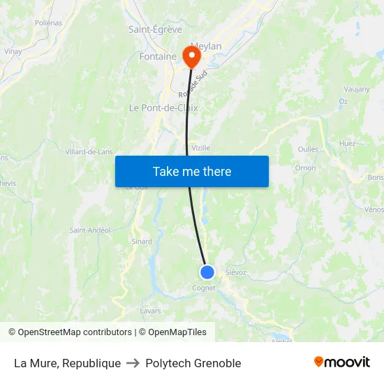 La Mure, Republique to Polytech Grenoble map