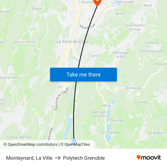 Monteynard, La Ville to Polytech Grenoble map