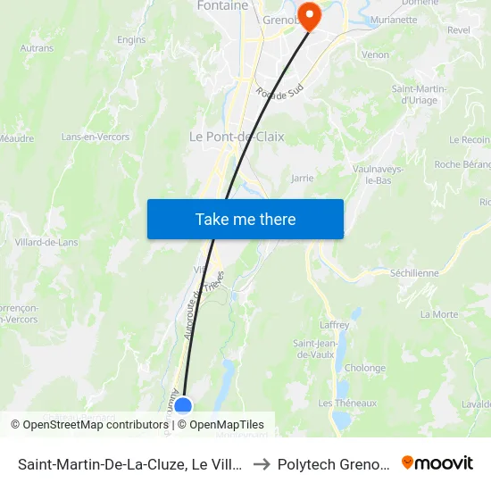 Saint-Martin-De-La-Cluze, Le Village to Polytech Grenoble map