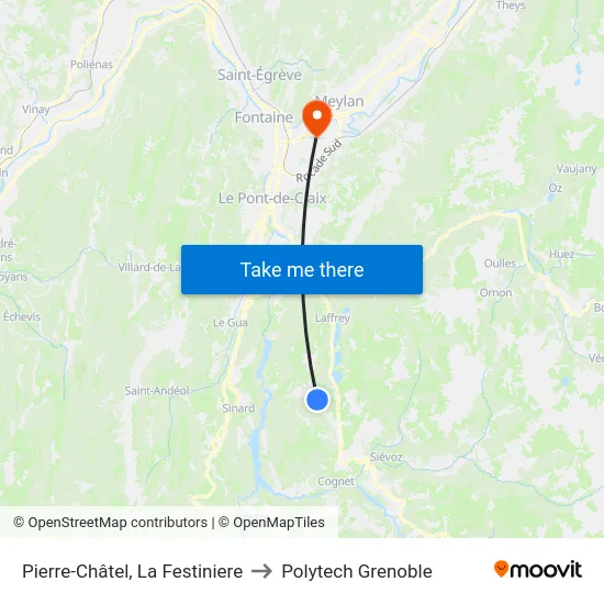 Pierre-Châtel, La Festiniere to Polytech Grenoble map