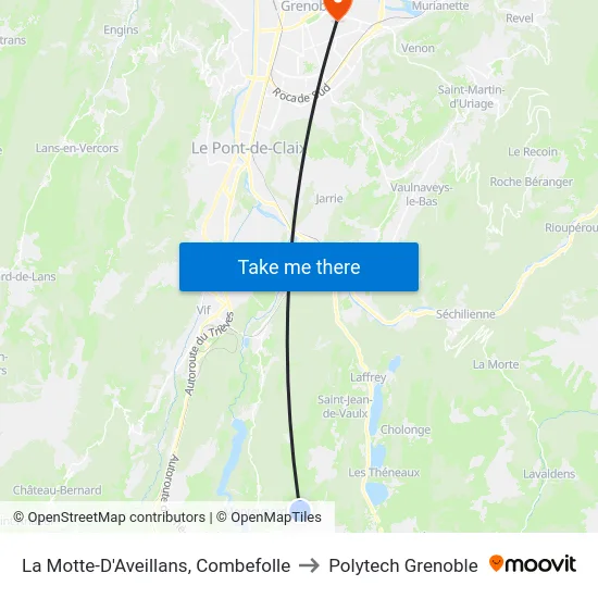 La Motte-D'Aveillans, Combefolle to Polytech Grenoble map