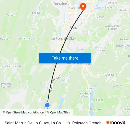 Saint-Martin-De-La-Cluze, La Gare to Polytech Grenoble map