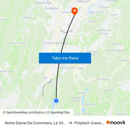 Notre-Dame-De-Commiers, Le Village to Polytech Grenoble map