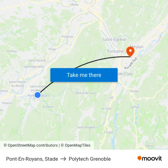 Pont-En-Royans, Stade to Polytech Grenoble map
