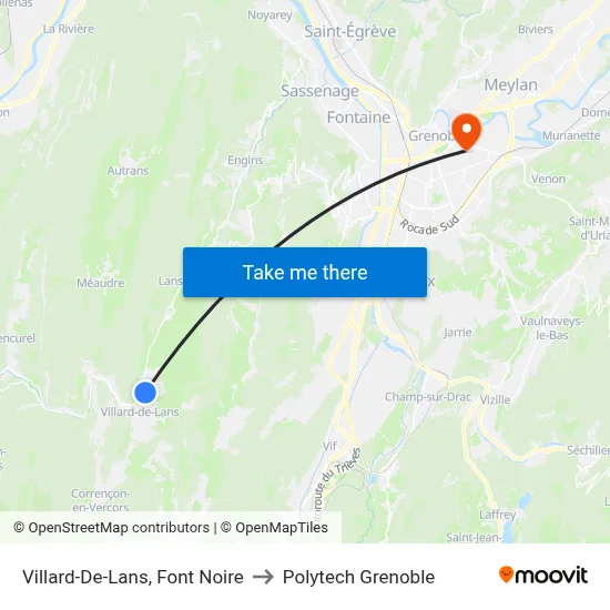 Villard-De-Lans, Font Noire to Polytech Grenoble map