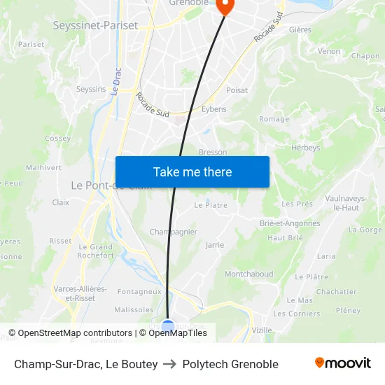 Champ-Sur-Drac, Le Boutey to Polytech Grenoble map