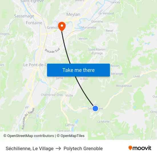 Séchilienne, Le Village to Polytech Grenoble map