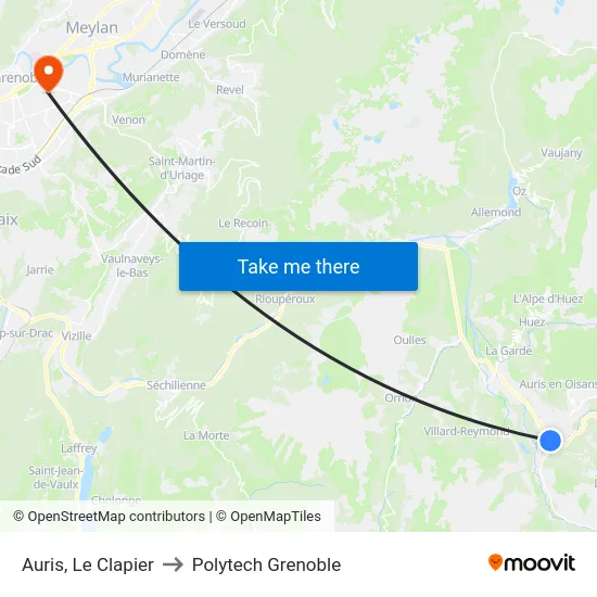 Auris, Le Clapier to Polytech Grenoble map
