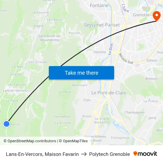 Lans-En-Vercors, Maison Favarin to Polytech Grenoble map
