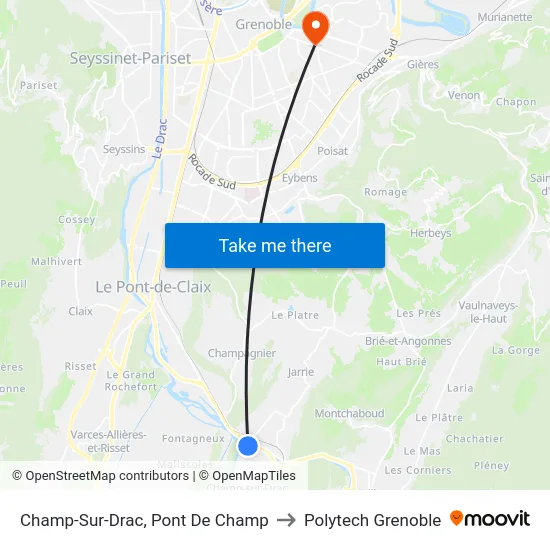 Champ-Sur-Drac, Pont De Champ to Polytech Grenoble map