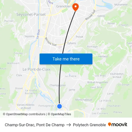 Champ-Sur-Drac, Pont De Champ to Polytech Grenoble map
