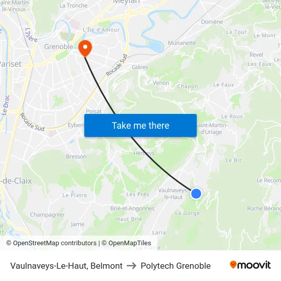 Vaulnaveys-Le-Haut, Belmont to Polytech Grenoble map