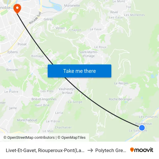 Livet-Et-Gavet, Riouperoux-Pont(La Saliniere) to Polytech Grenoble map