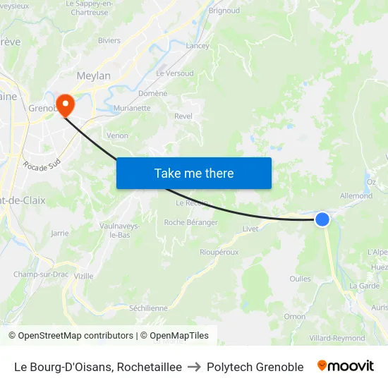 Le Bourg-D'Oisans, Rochetaillee to Polytech Grenoble map